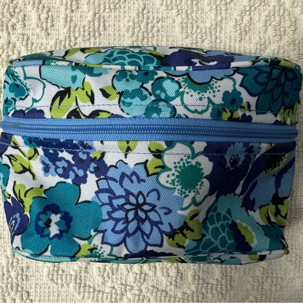 Vera Bradley Blue Teal Floral Cosmetic Bag